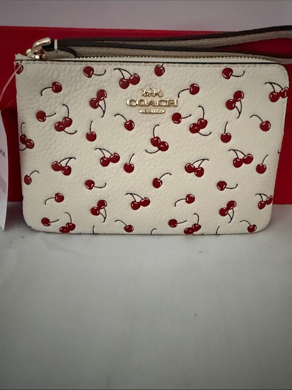 Coach Cherry Print Zip Wristlet
